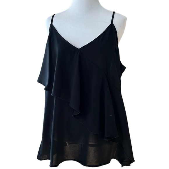 JASAMBAC ASYMMETRICAL LAYERED RUFFLED BLOUSE BLACK SIZE 2XL NEW WITH TAGS - Picture 1 of 10